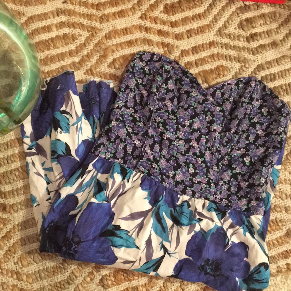Strapless print dress
